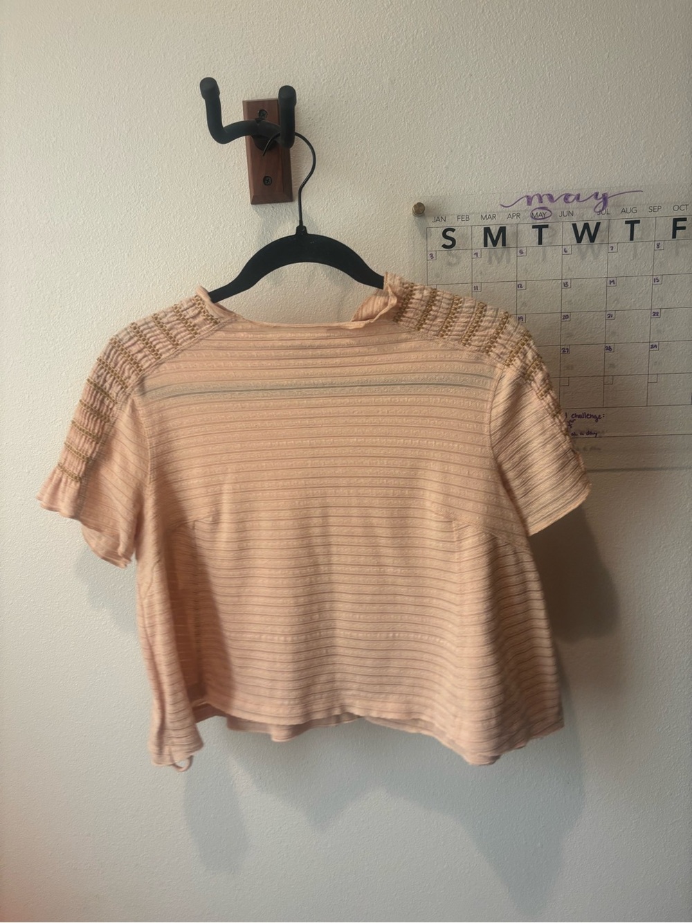 Free People Women's Peach Short-Sleeve Knit Top
